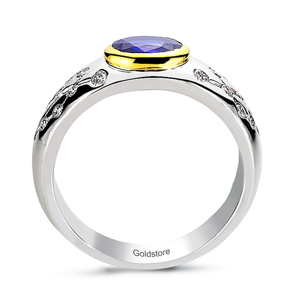 Solid Gold 0.37 ct Diamond Sapphire Ring