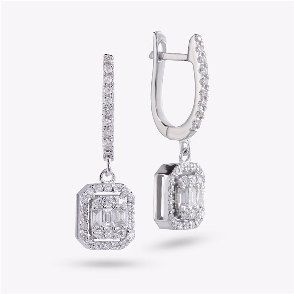 0.50 Karat Pırlanta Baget Küpe