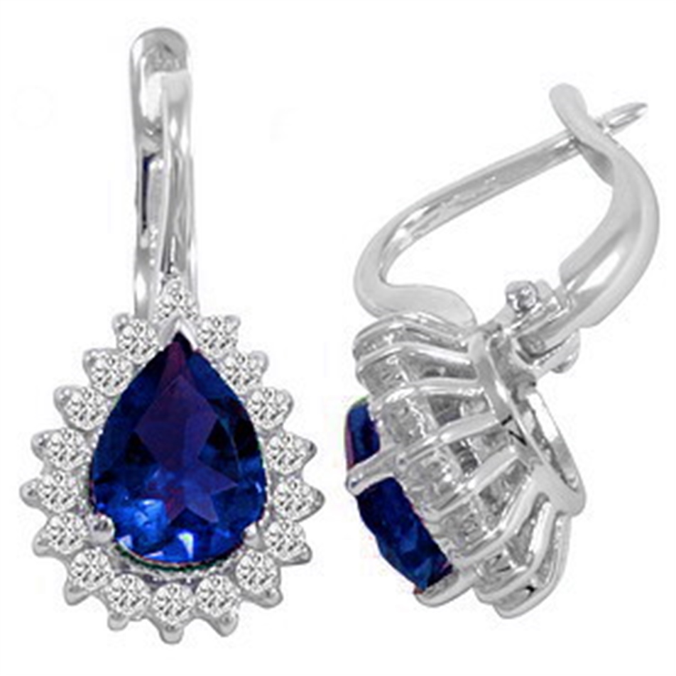 Solid Gold 0.56 ct Diamond Sapphire Cluster Earring