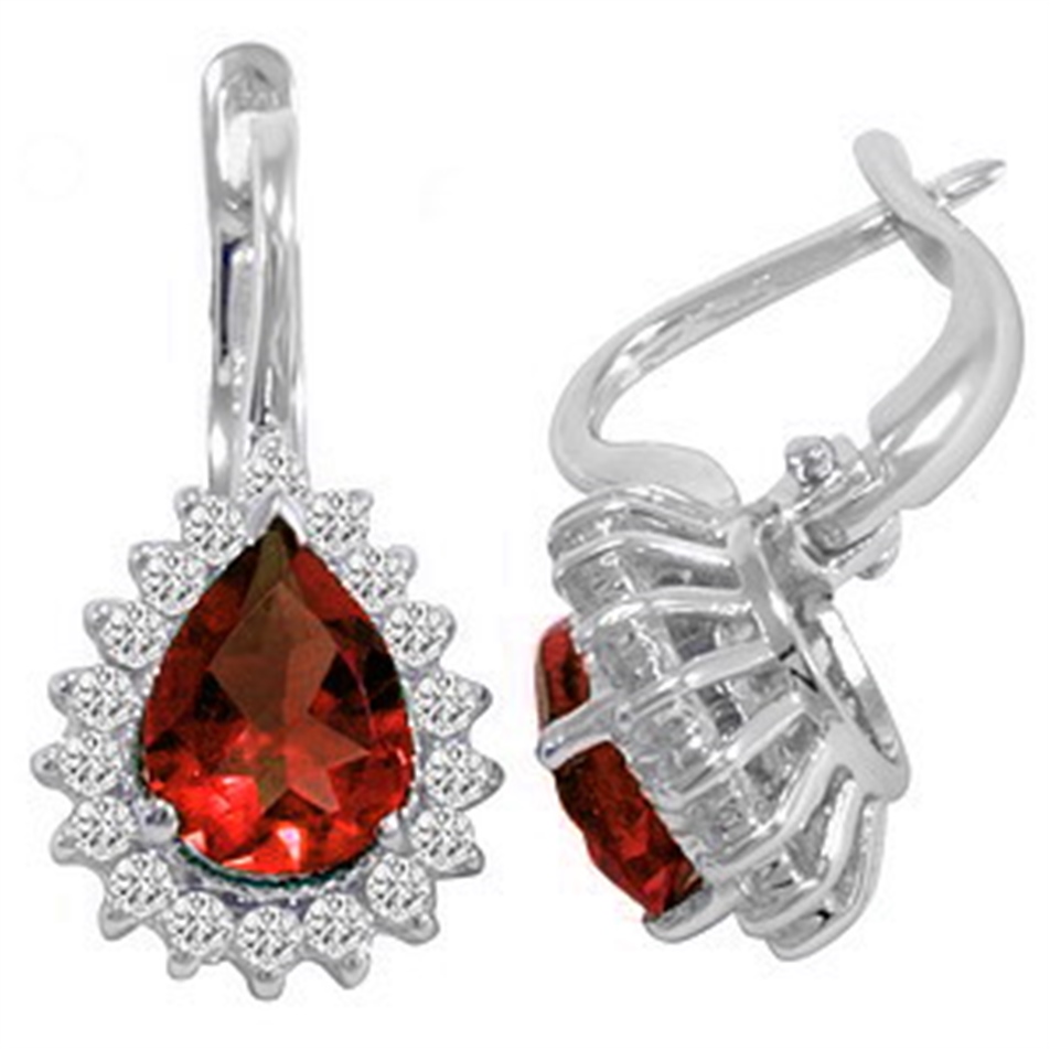 Solid Gold 0.56 ct Diamond Ruby Cluster Earring