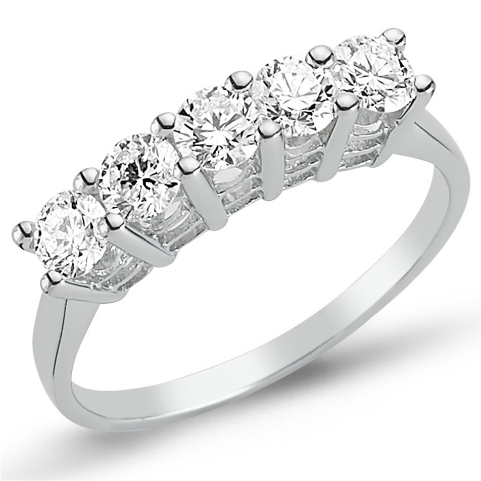 Solid Gold 0.82 ct Diamond Five Stone Ring