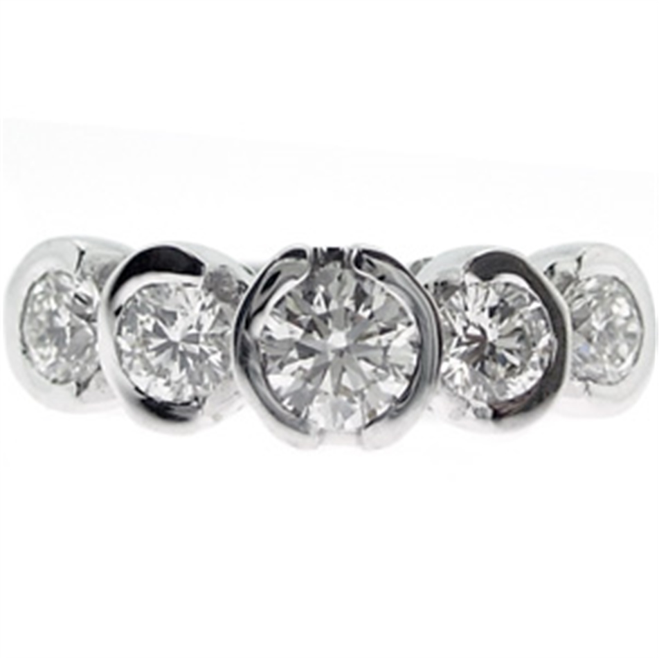 Solid Gold 1.11 carat Diamond Five Stone Ring