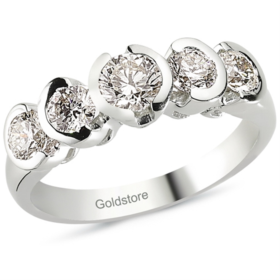 Solid Gold 1.11 carat Diamond Five Stone Ring