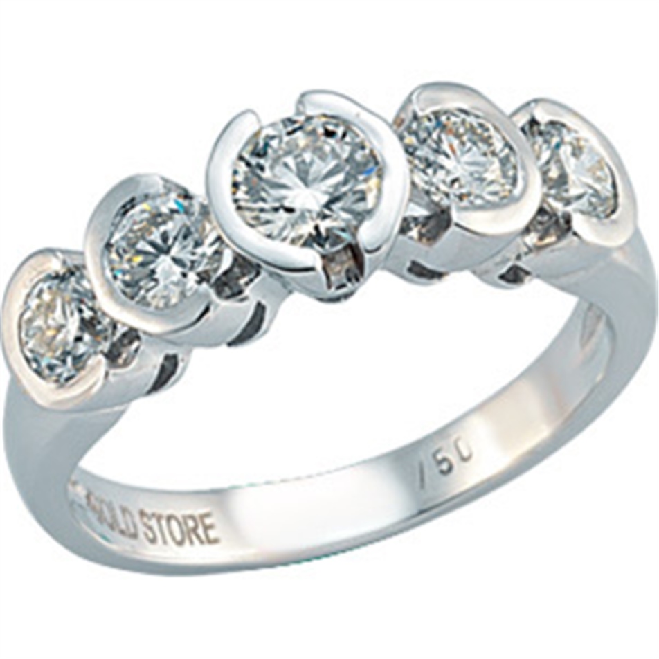 Solid Gold 1.11 carat Diamond Five Stone Ring