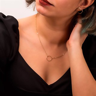 Solid Gold Open Circle Necklace