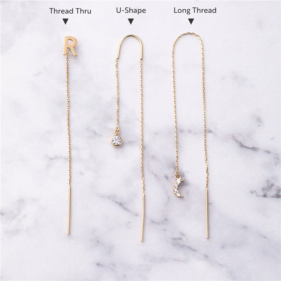 Solid Gold Threader Chain Earrings