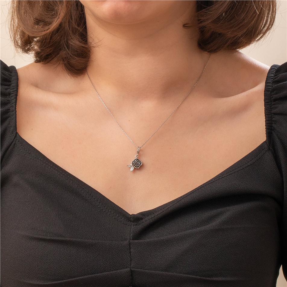 Solid Gold Rose Urn Pendant