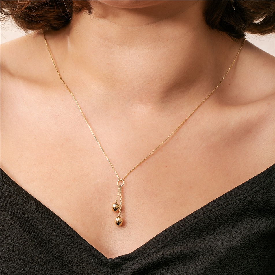 Solid Gold Double Drop Urn Necklace