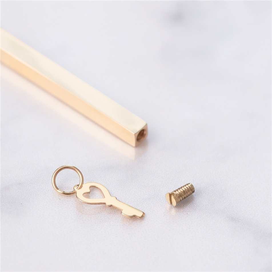 Solid Gold Four Side Bar Urn Necklace