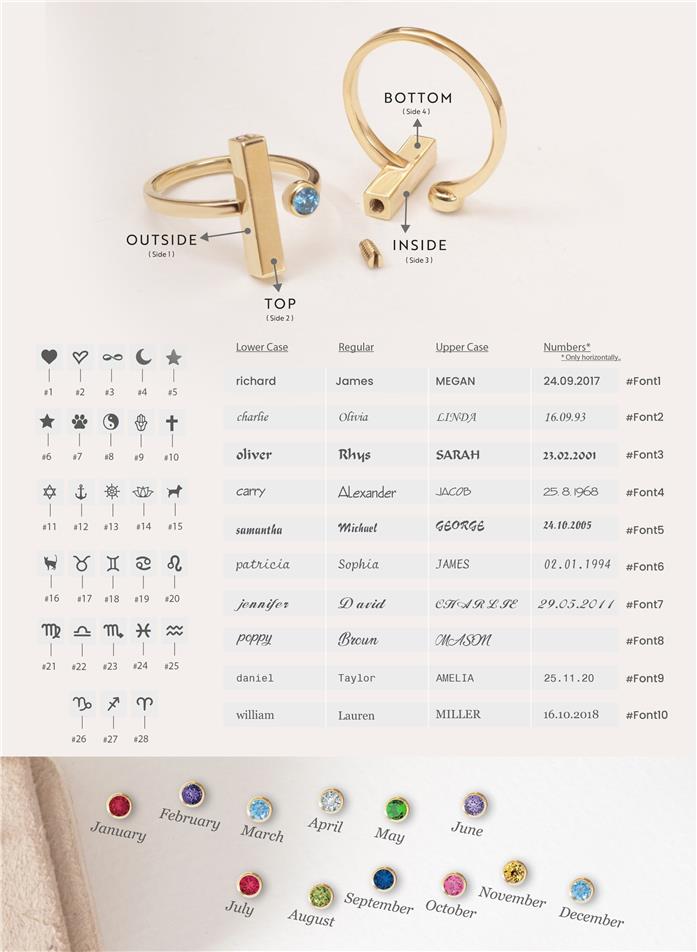 Solid Gold Cremation Bar Diamond Ring