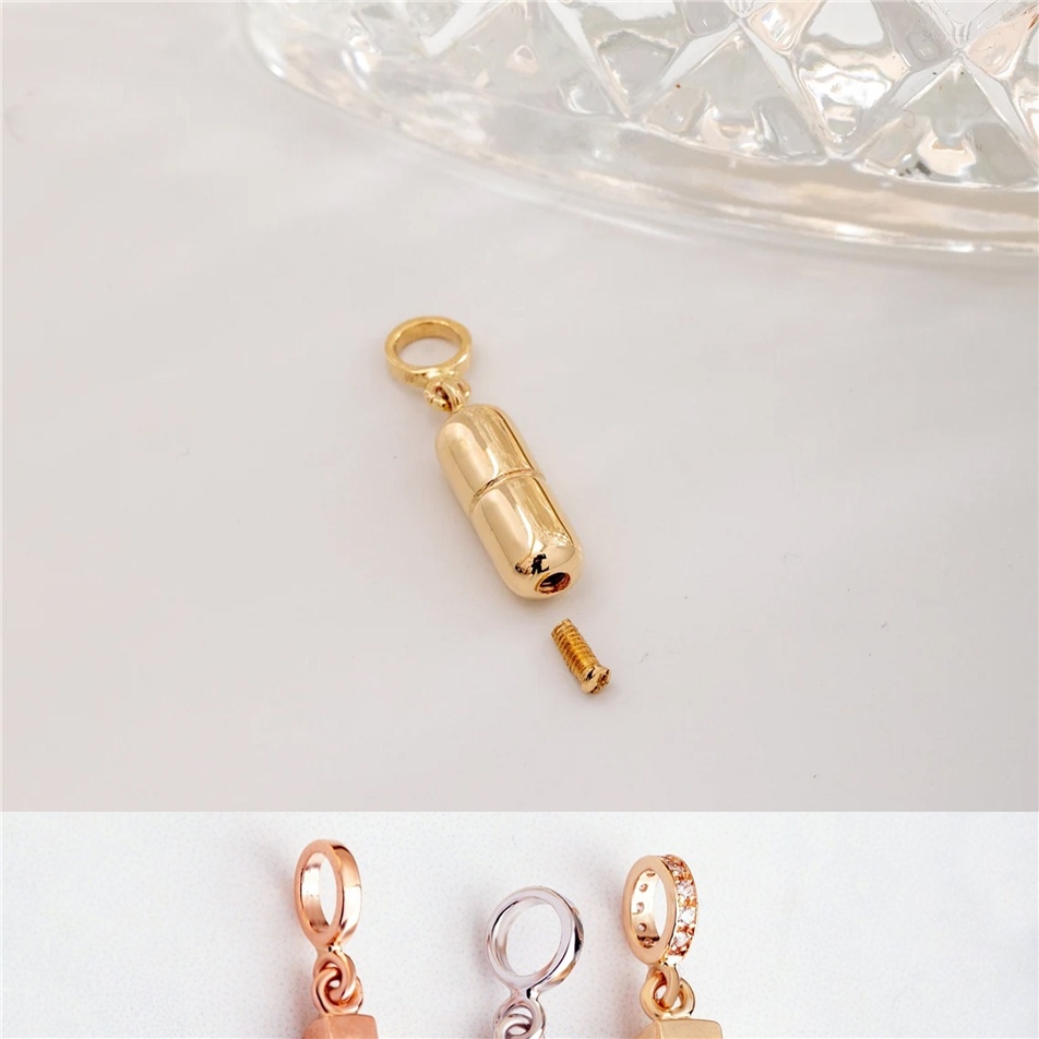 Solid Gold Pill Shape Urn Necklace