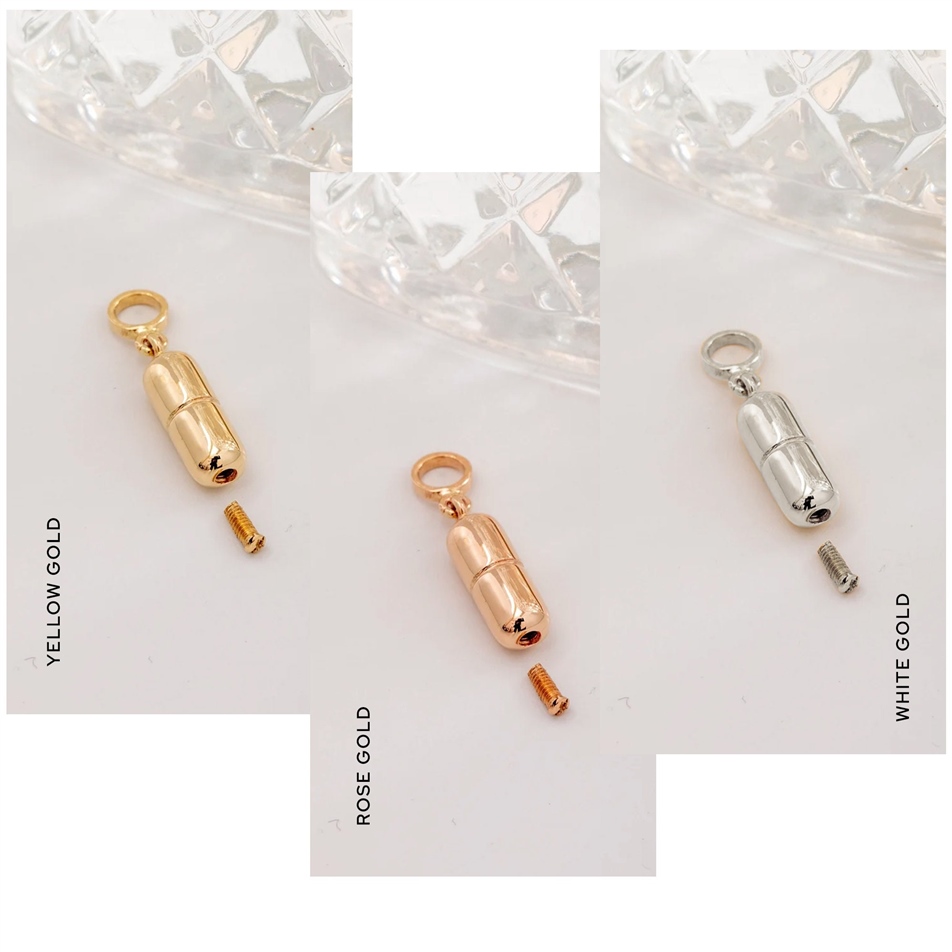 Solid Gold Pill Shape Urn Necklace