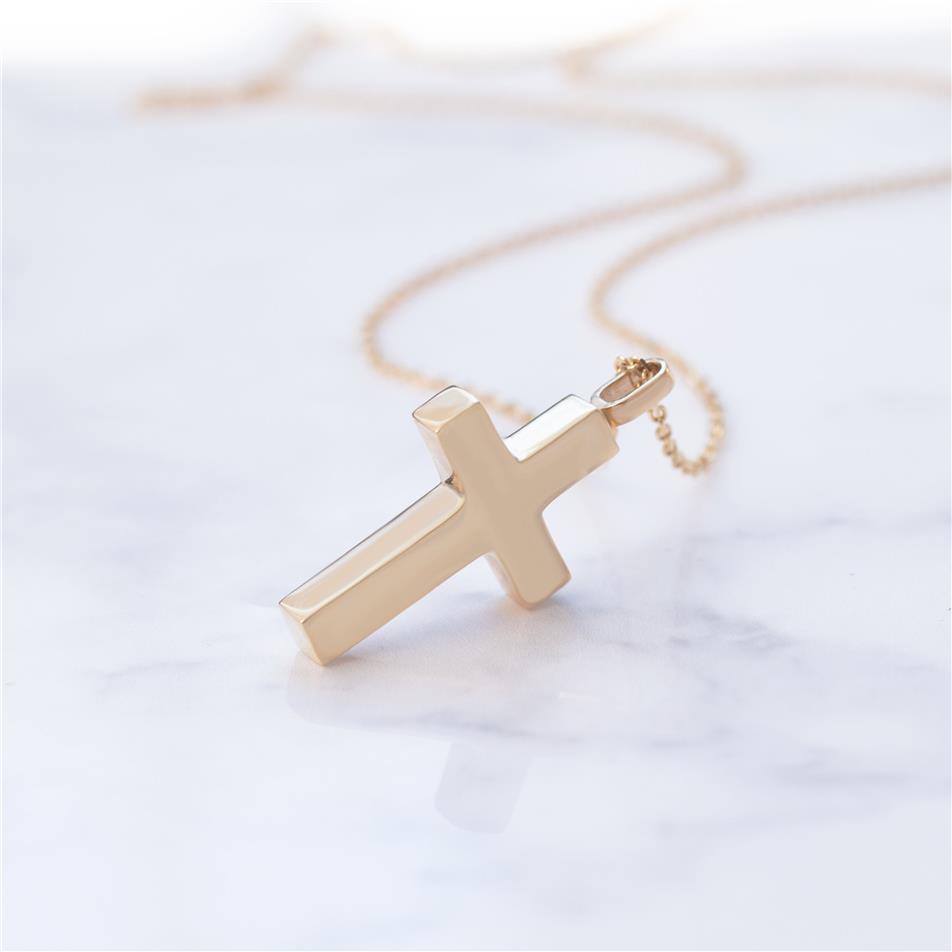 Solid Gold Cremation Cross Necklace