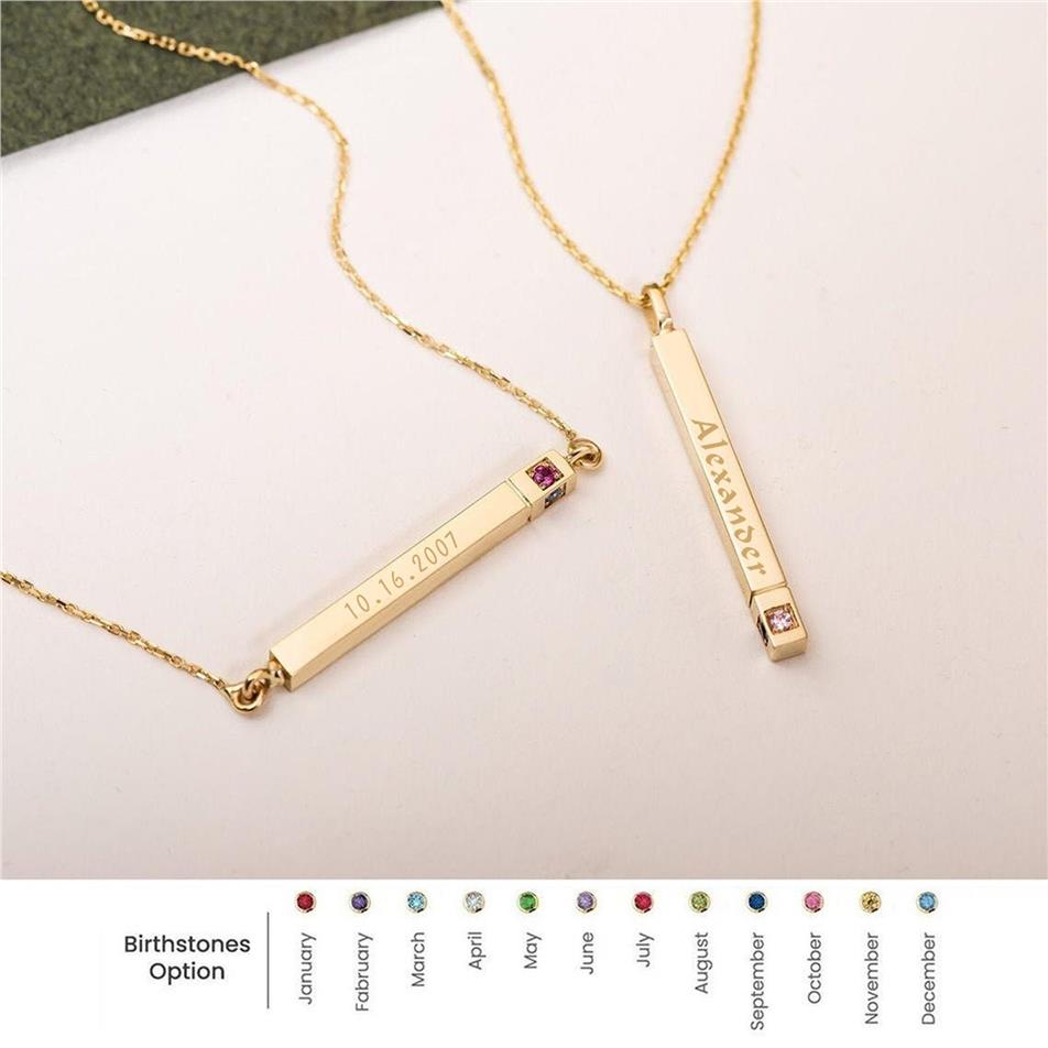 Solid Gold Engraved Urn Bar Necklace