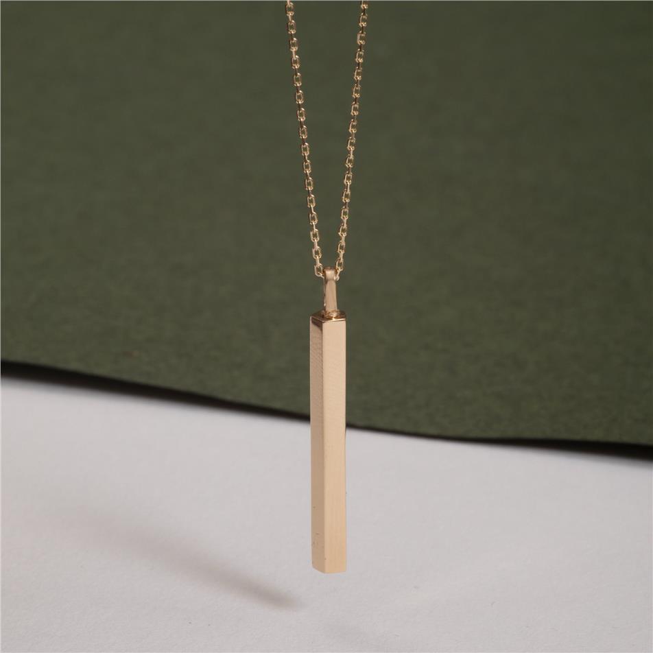 Solid Gold Pentagon Urn Bar Necklace