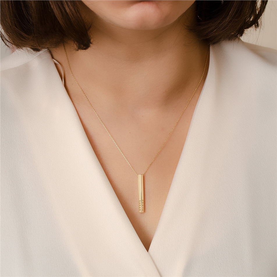 Altın Beşgen Bar Kolye