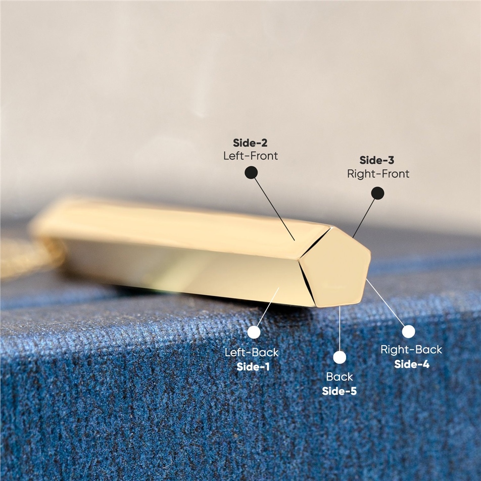 Altın Beşgen Bar Kolye