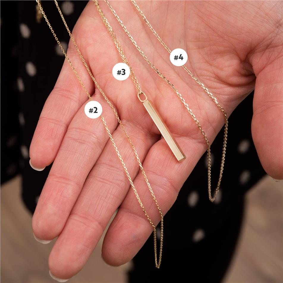 Solid Gold Pentagon Urn Bar Necklace