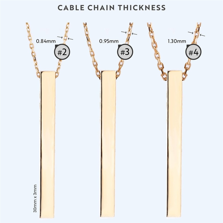 Solid Gold 3 cm Bar Necklace