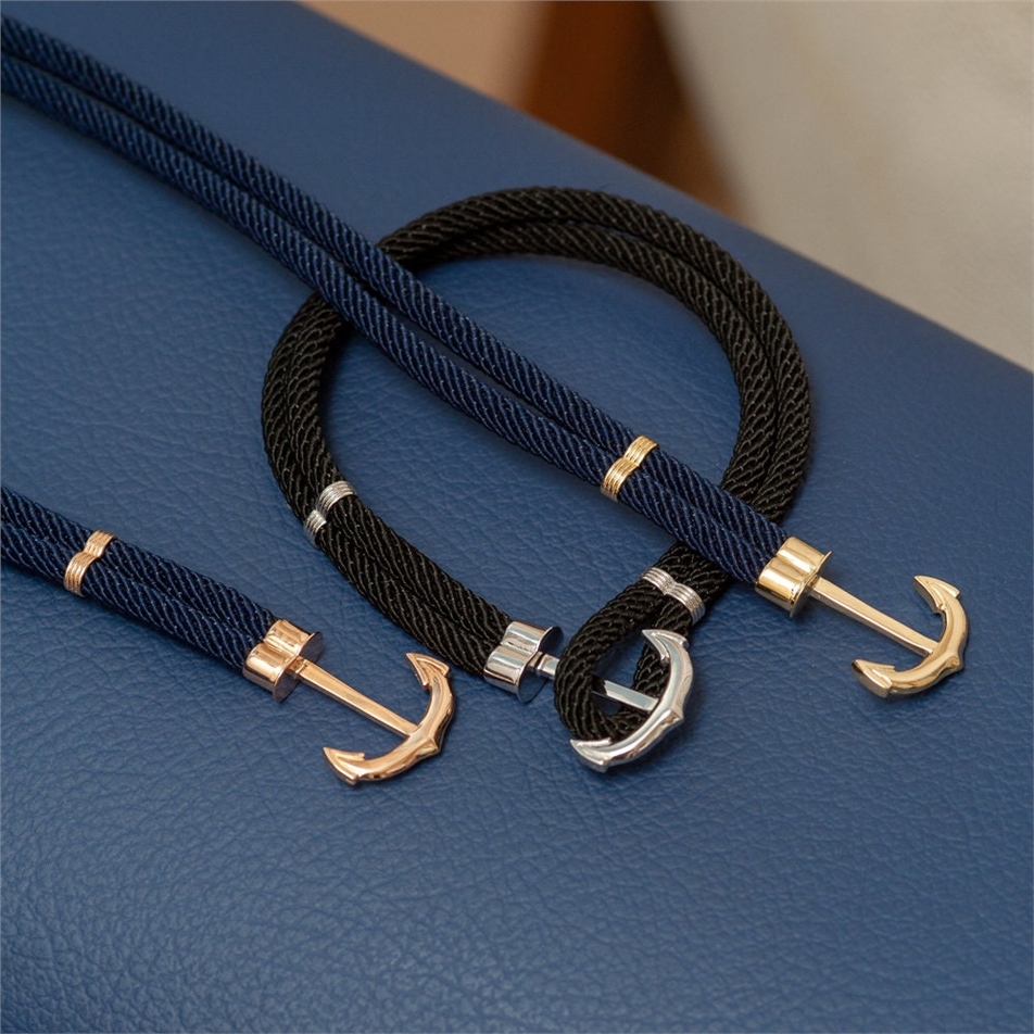 Solid Gold Anchor Rope Bracelet