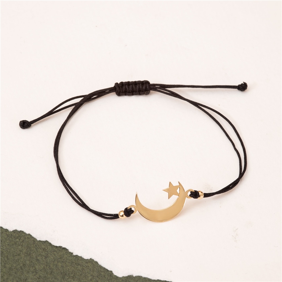 Solid Gold Cross Rope Bracelet