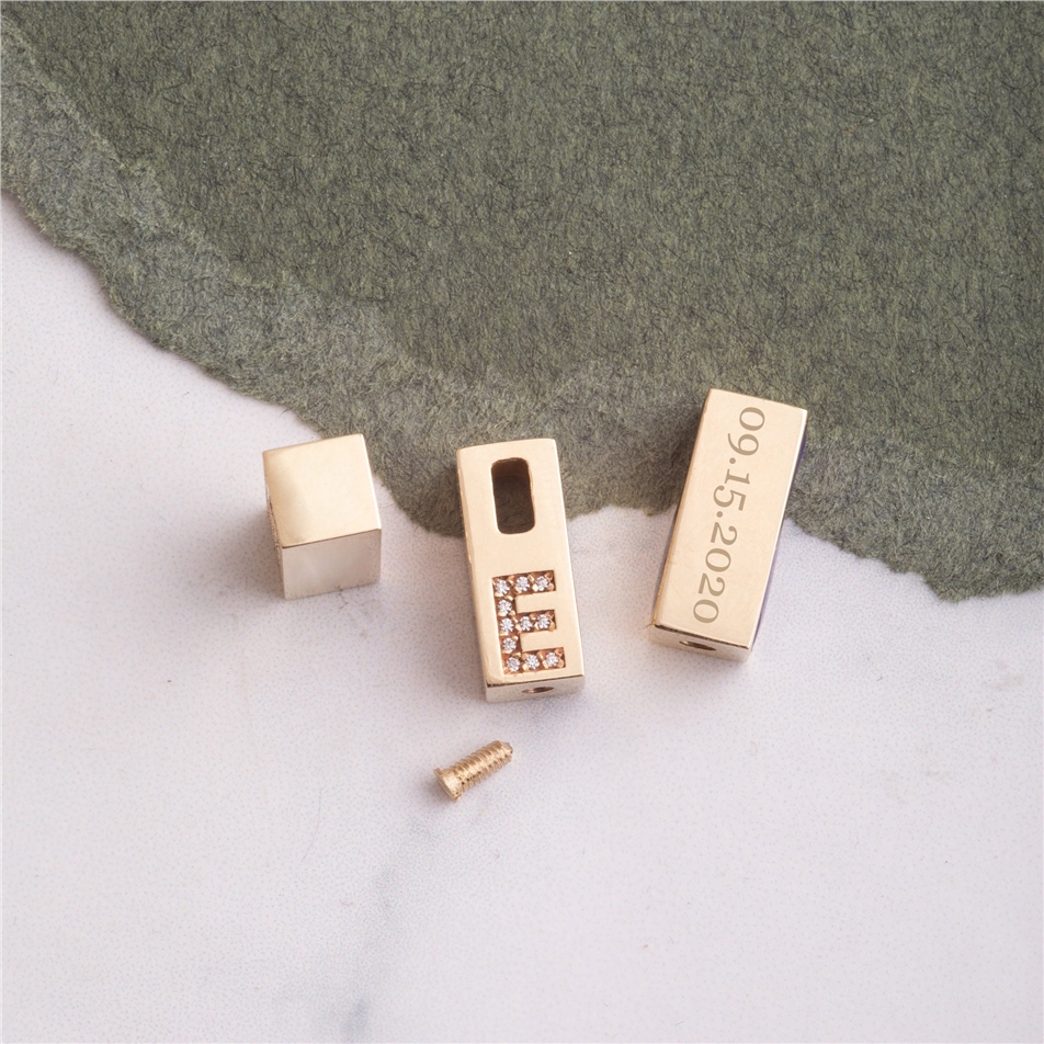 Solid Gold Pave Personalized Urn Bar Pendant