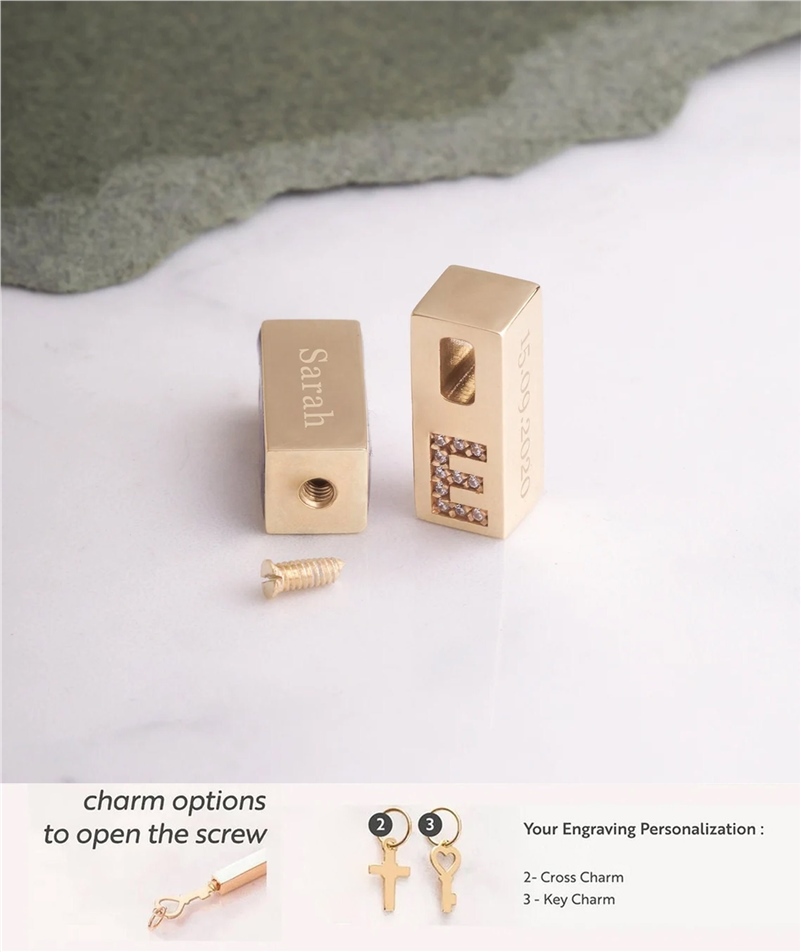 Solid Gold Pave Personalized Urn Bar Pendant