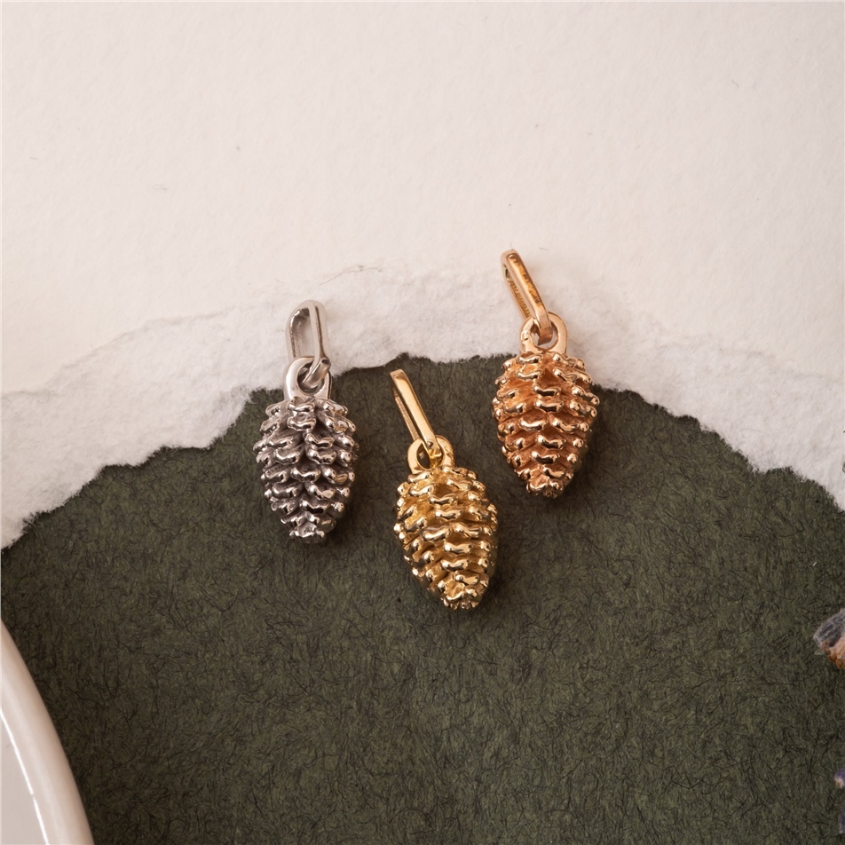 Solid Gold Pine Cone Necklace