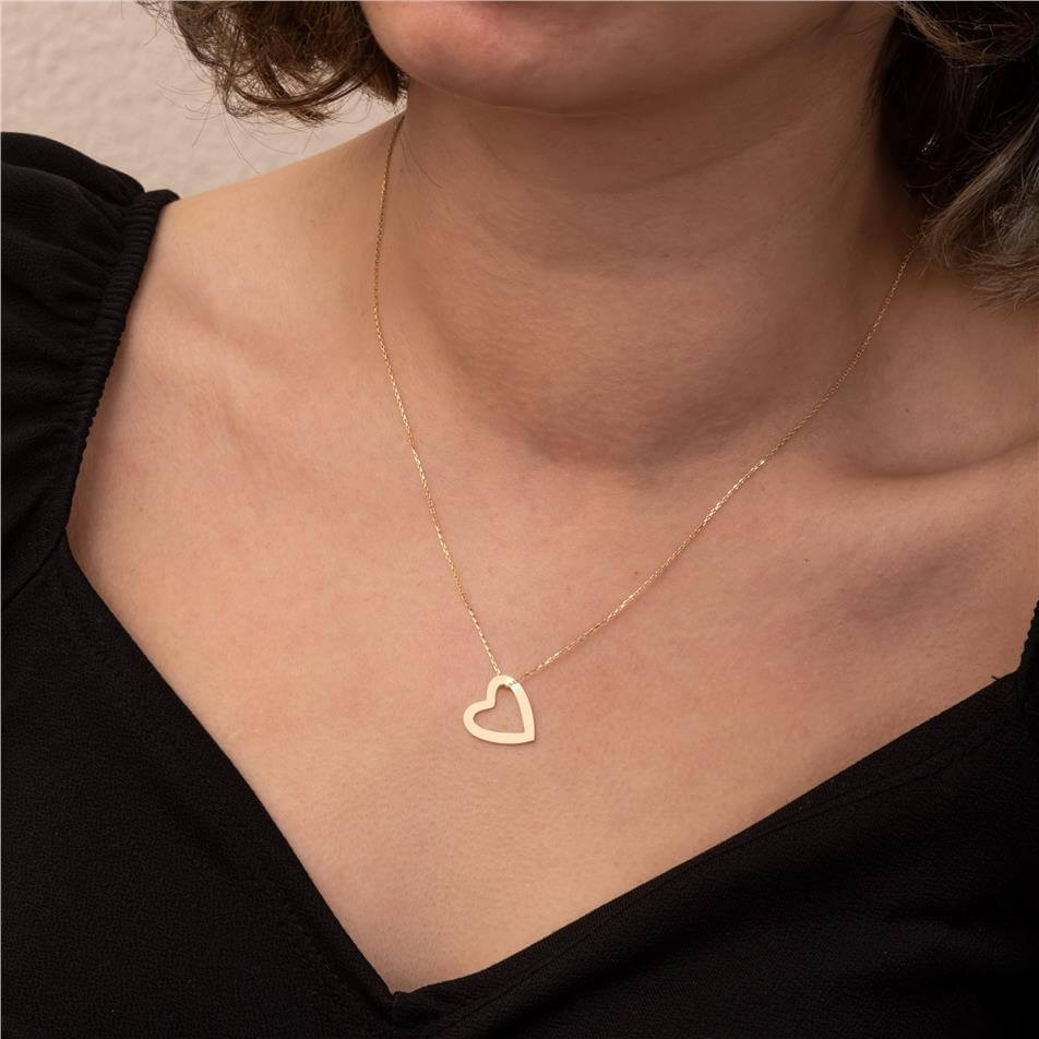 Solid Gold Open Heart Pendant
