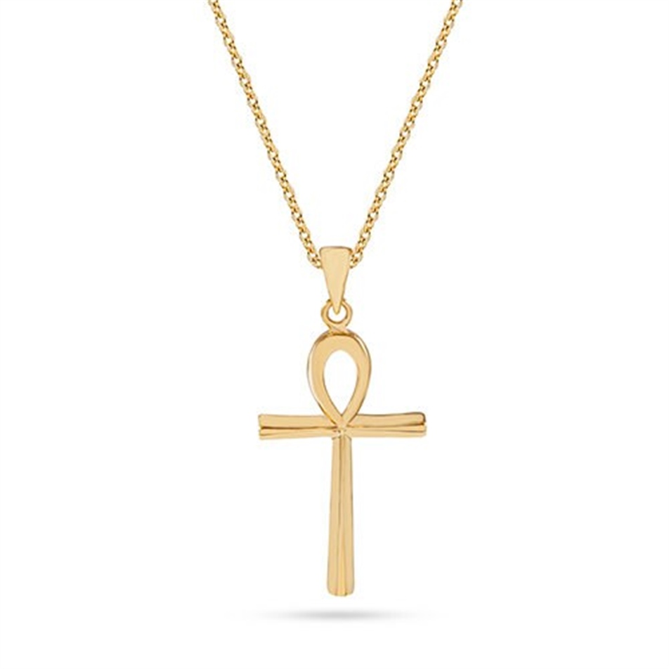 Solid Gold Ankh Cross Necklace