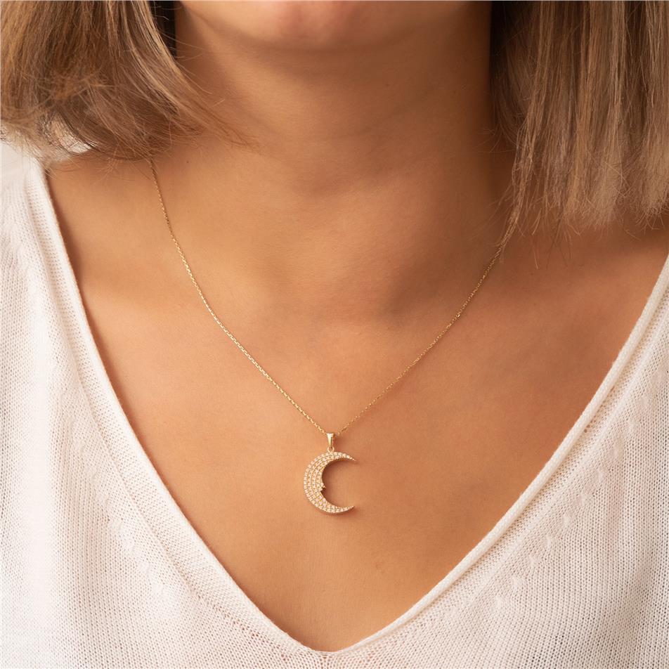 14K 18K Real Gold Crescent Man in the Moon Urn Diamond Necklace, Cz Moon Cremation Urn Pendant, Custom Engrave Ashes Holder Necklace for