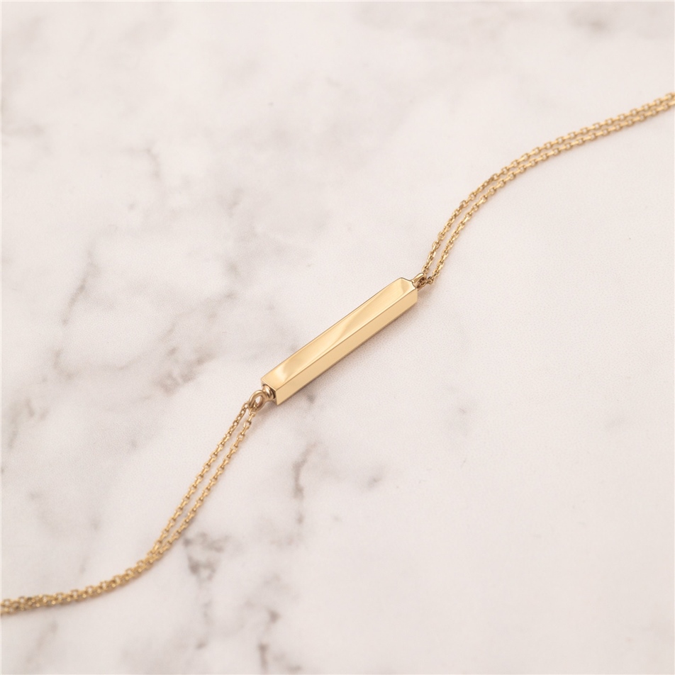 Solid Gold Custom Cremation Urn Bar Bracelet