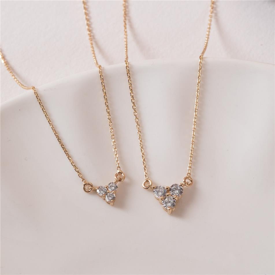Solid Gold Trio Cluster Diamond Necklace