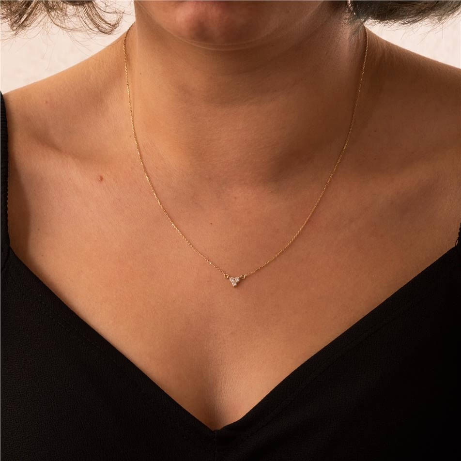 Solid Gold Trio Cluster Diamond Necklace
