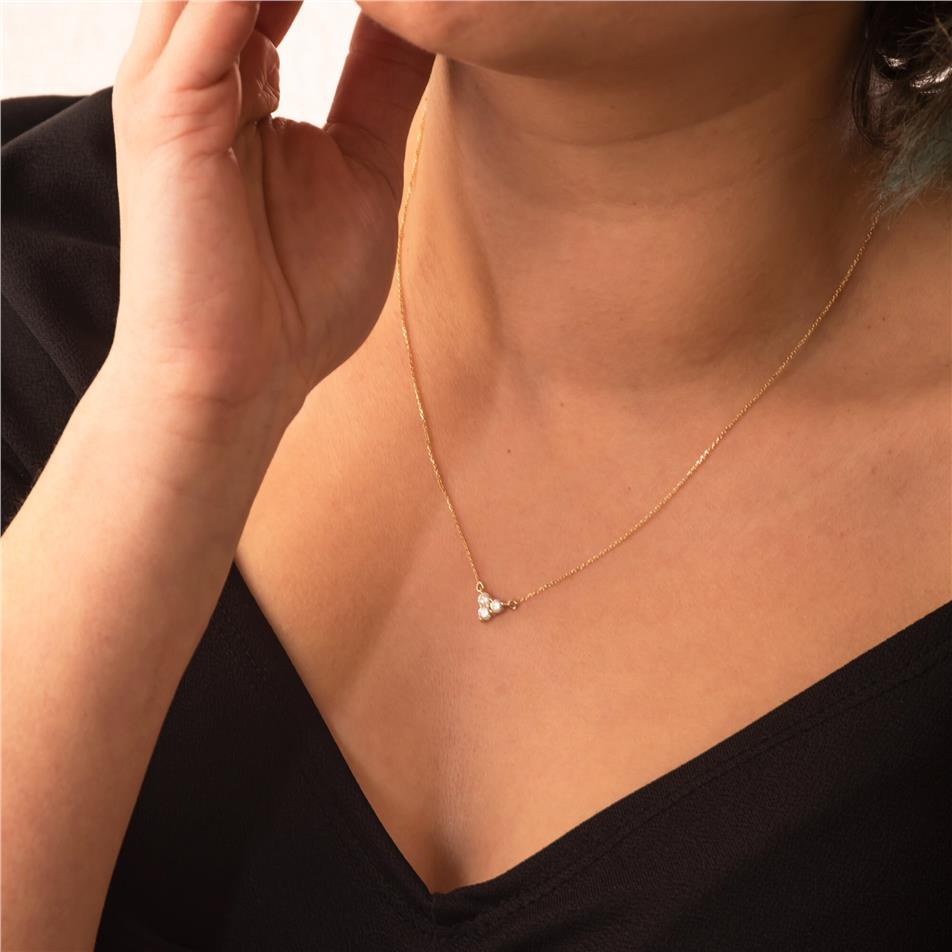 Solid Gold Trio Cluster Diamond Necklace