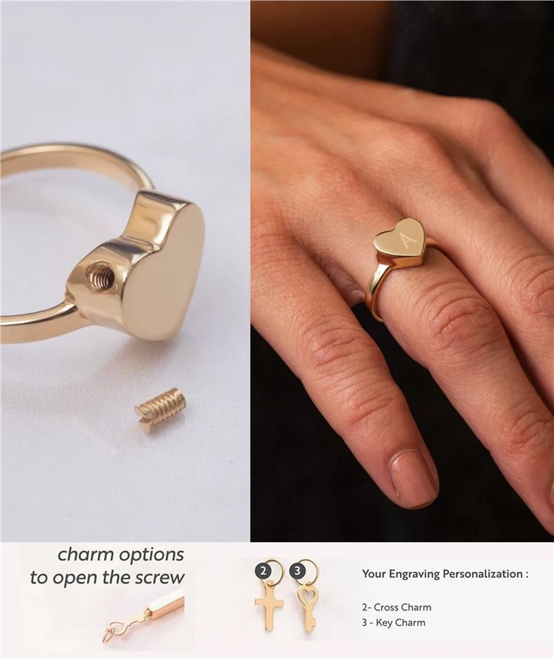 Solid Gold Heart Urn Ring