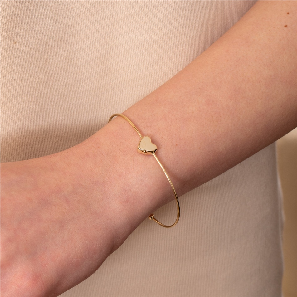 Solid Gold Heart Urn Bangle Bracelet