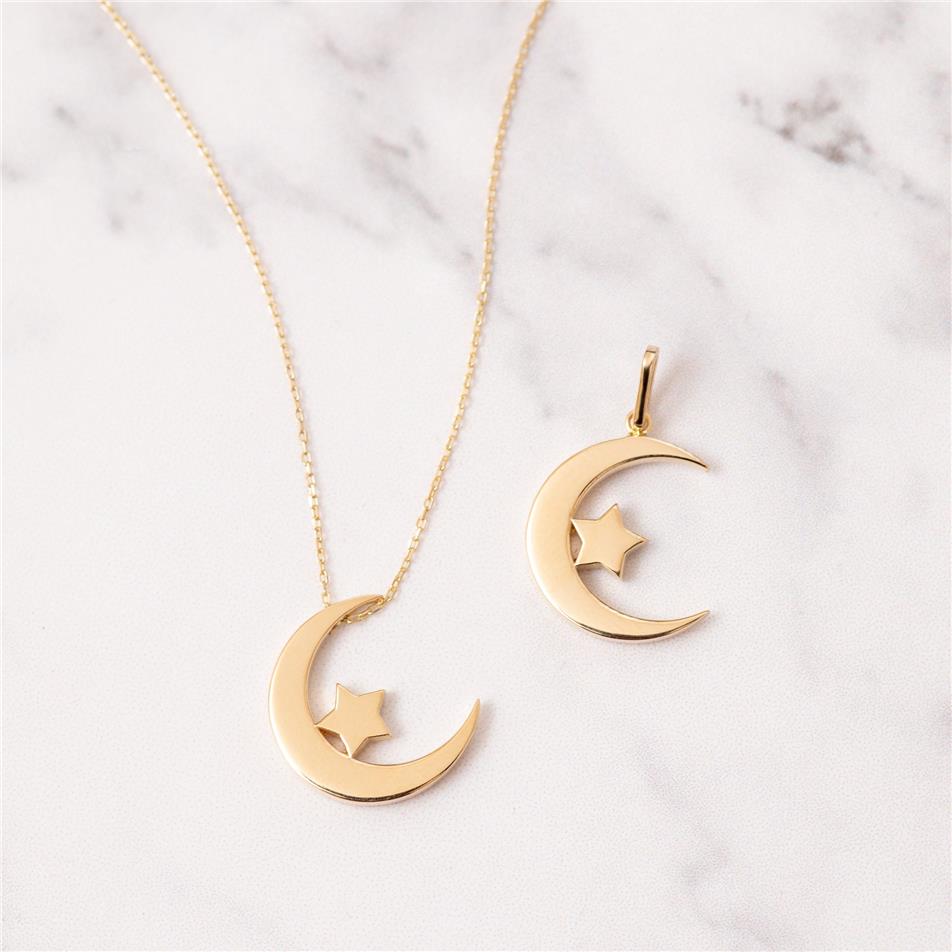 Solid Gold Crescent Necklace