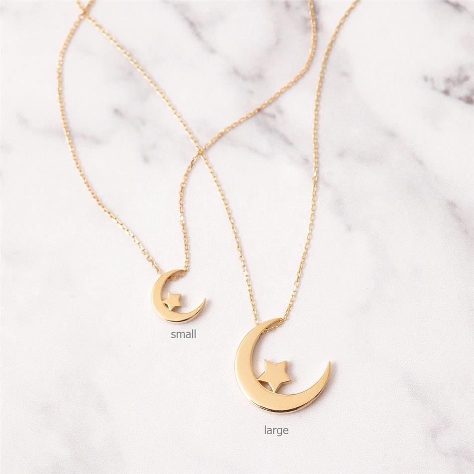 Solid Gold Crescent Necklace