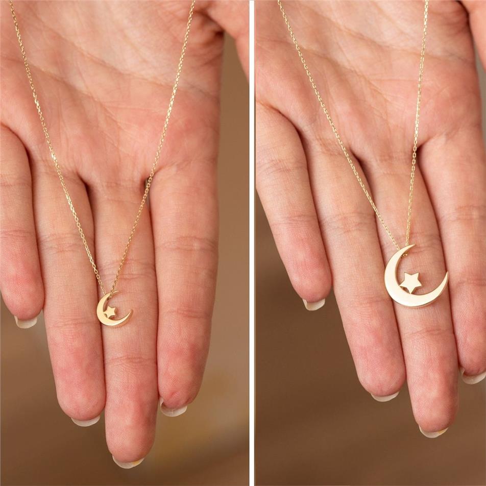 Solid Gold Crescent Necklace
