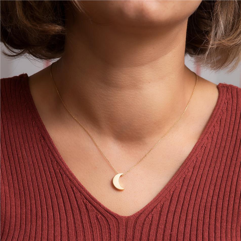 Solid Gold Moon Cremation Necklace