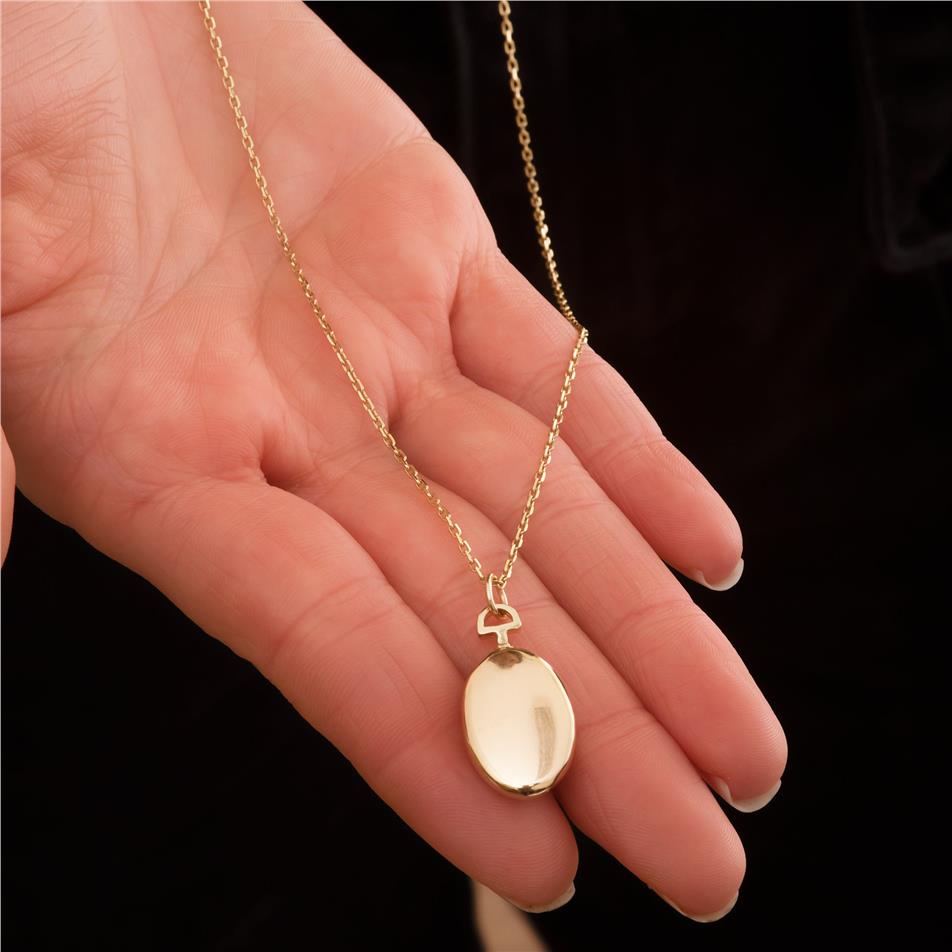Solid Gold Oval Urn Pendant