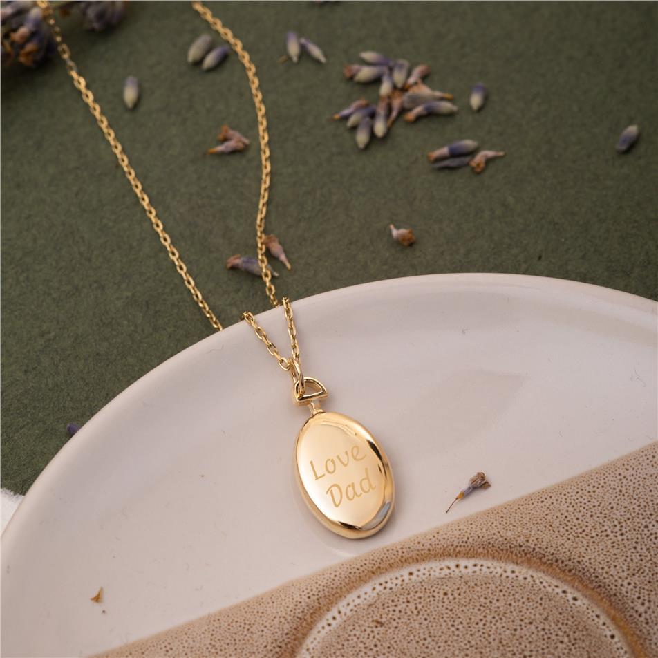 Solid Gold Oval Urn Pendant