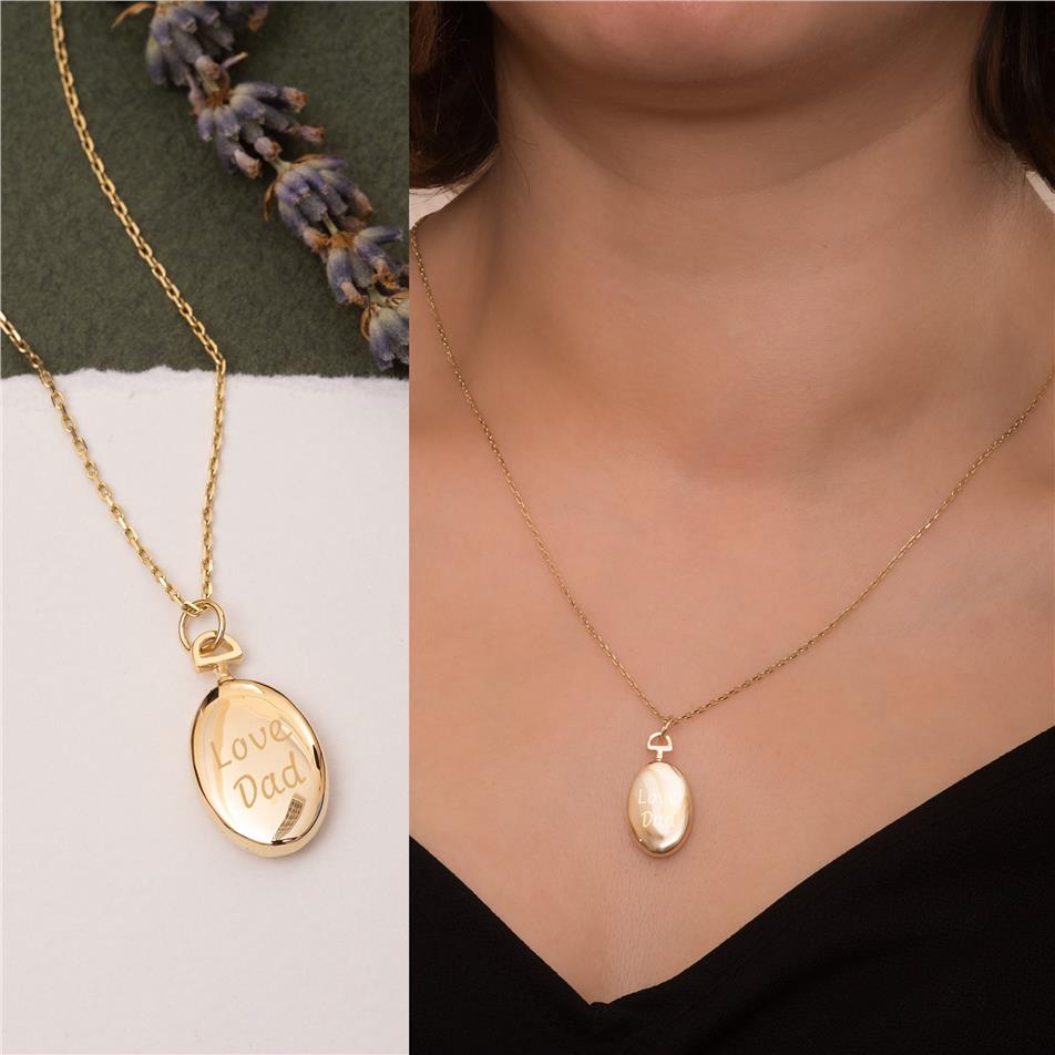 Solid Gold Oval Urn Pendant