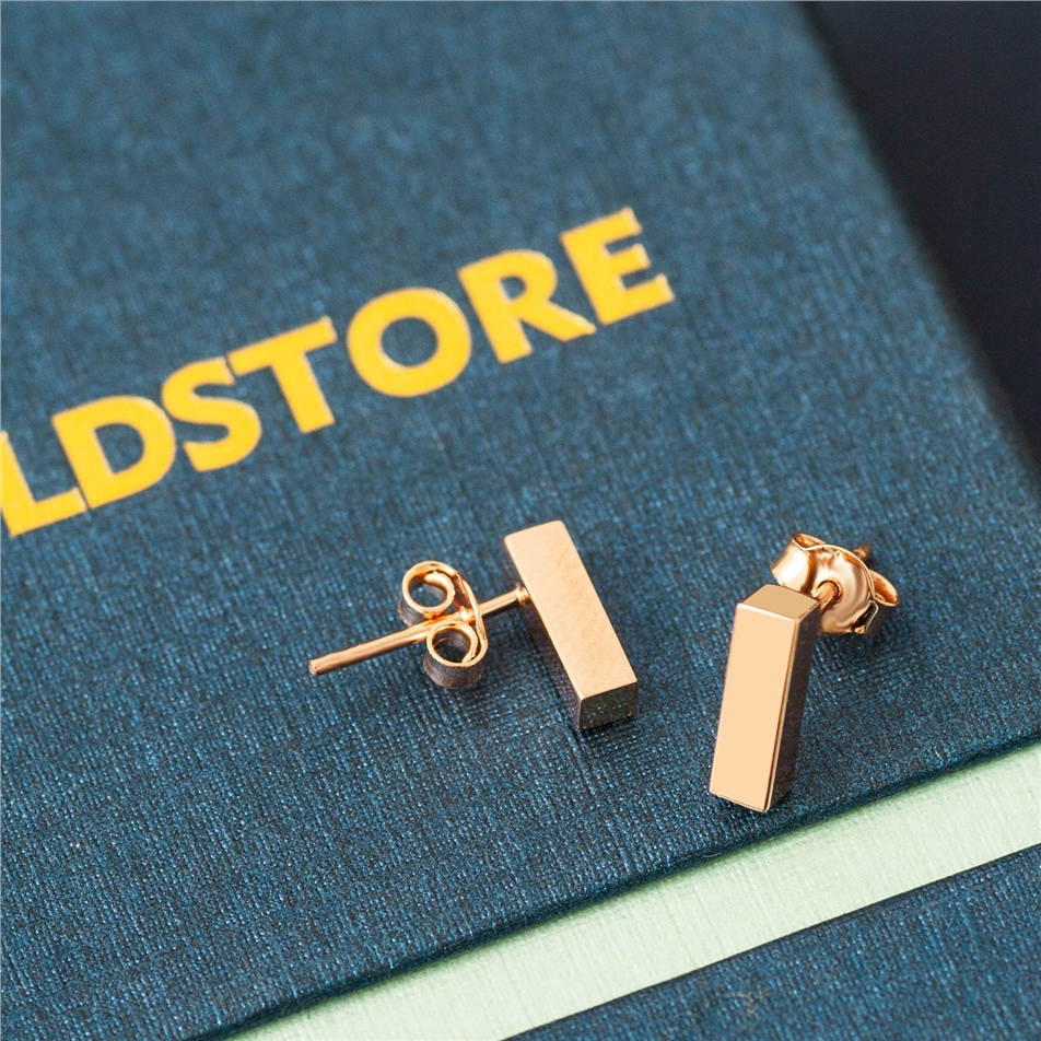 Solid Gold Bar Stud Earrings