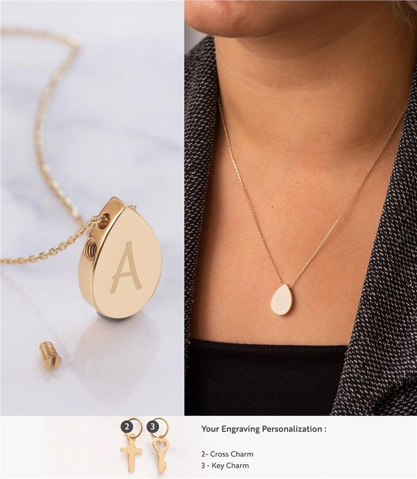 Solid Gold Tear Drop Urn Necklace