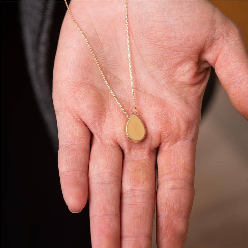 Solid Gold Tear Drop Urn Necklace