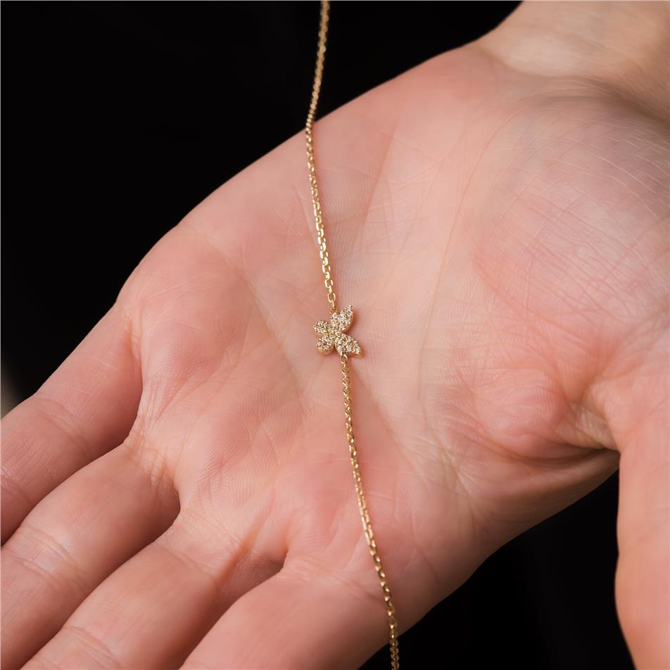 Solid Gold Diamond Butterfly Bracelet