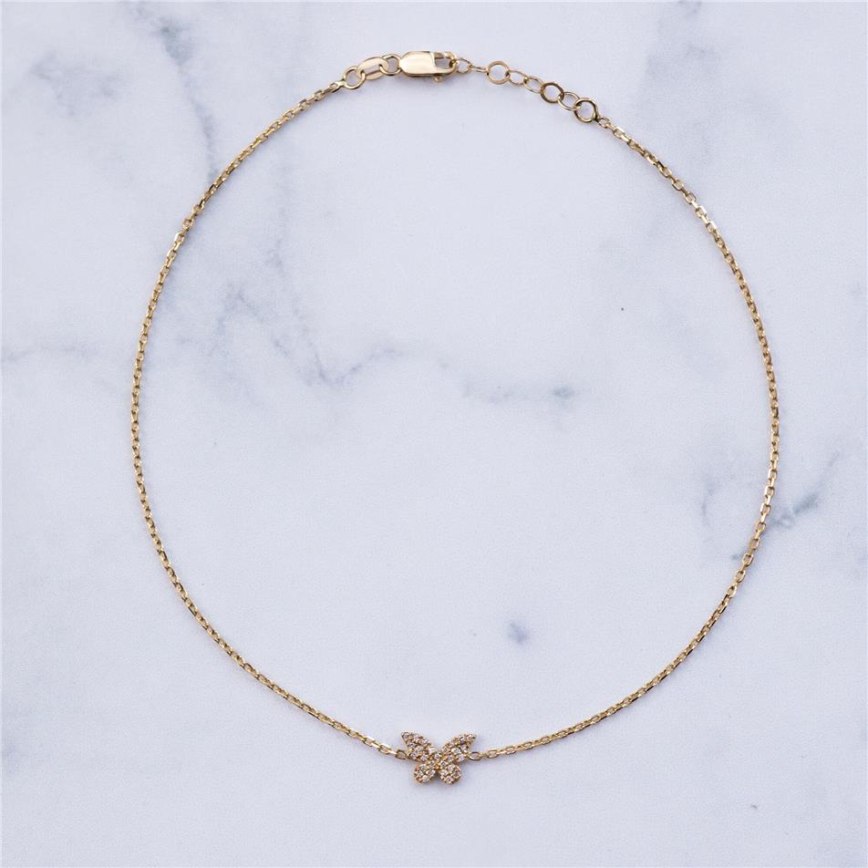 Solid Gold Diamond Butterfly Bracelet