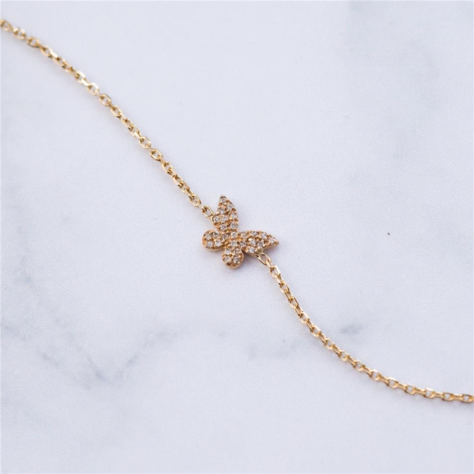 Solid Gold Diamond Butterfly Bracelet